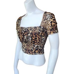 Asos Leopard Print Square Neck Cropped Top (4)